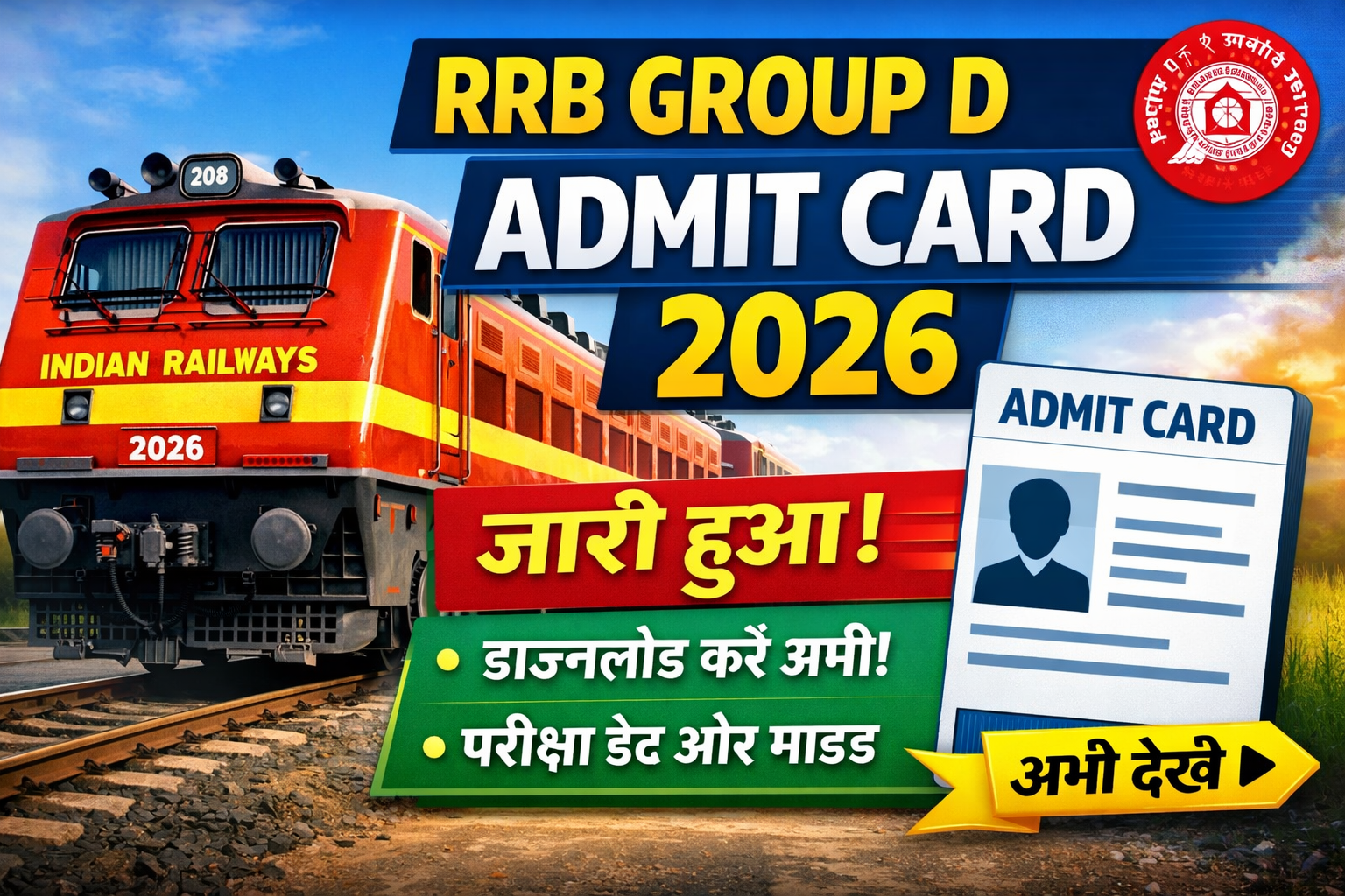 Railway RRB Group D Admit Card 2026 जारी: यहां से करें डाउनलोड